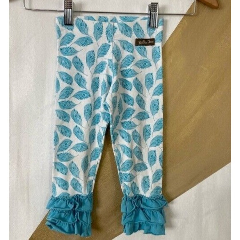 Nwt Matilda Jane  Paint By Numbers Peacock Feather Capris ruffles pants size 4